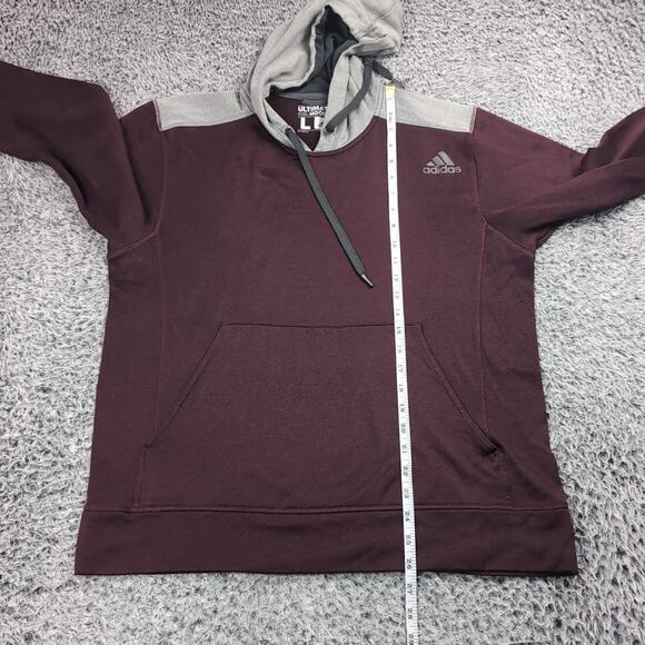 Adidas Sweater Adult Large Red Gray Ultimate Hoodie Athleisure Pullover Outdoor - Picture 4 of 6